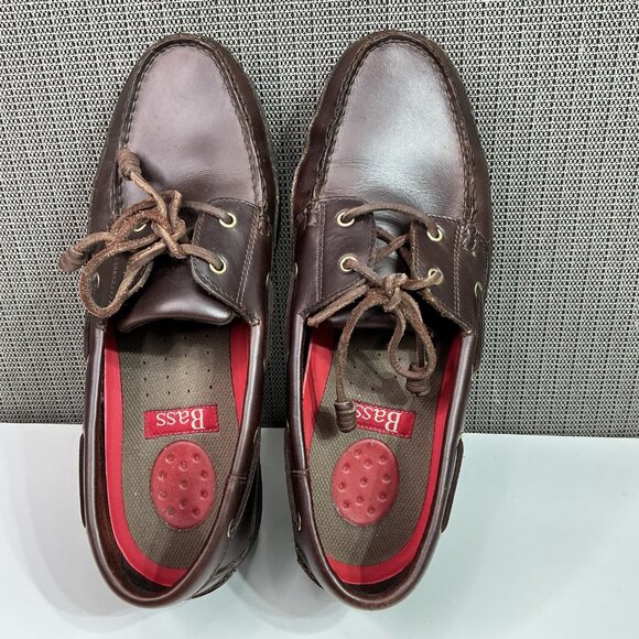 G.H. Bass & Co. Harry II Mens Brown Leather Boat Shoes 12M Rubber Sole - Picture 4 of 8